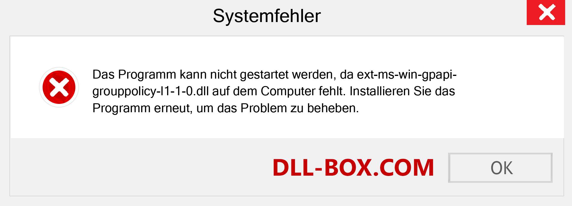 ext-ms-win-gpapi-grouppolicy-l1-1-0.dll-Datei fehlt?. Download für Windows 7, 8, 10 - Fix ext-ms-win-gpapi-grouppolicy-l1-1-0 dll Missing Error unter Windows, Fotos, Bildern
